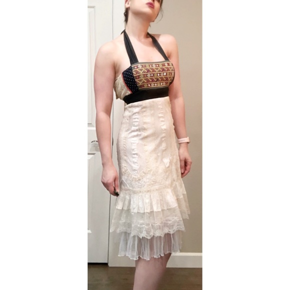 Anthropologie Zehavale White Lace Halter Dress 2 - Picture 3 of 13